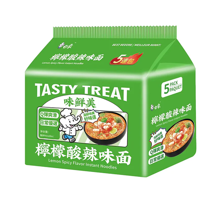 Läs mer om Baixiang Tasty Treat Instant Noodles Lemon Spicy 5-Pack 440g