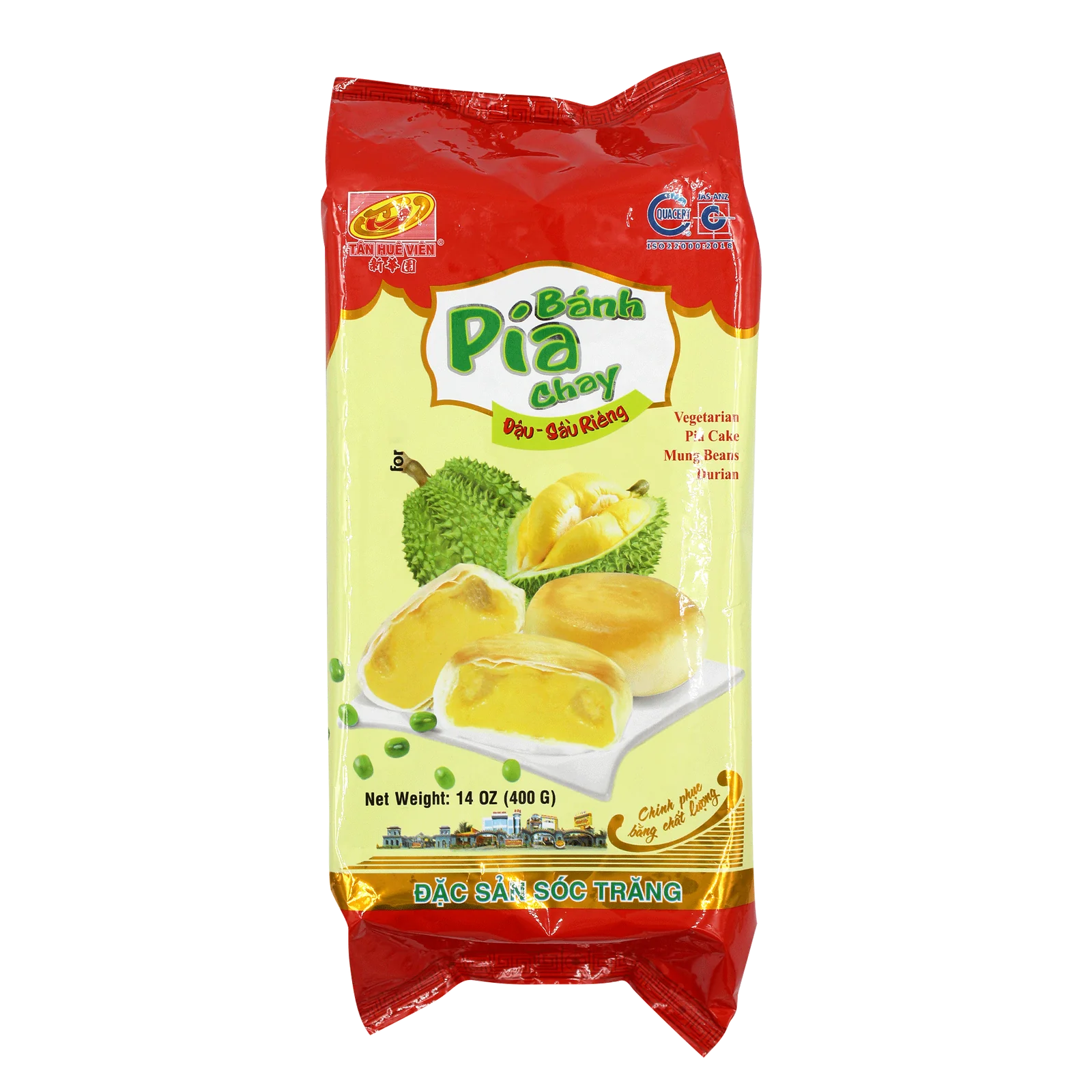 Läs mer om Tan Hue Vien Pia Cake - Durian & Mungbean 400g