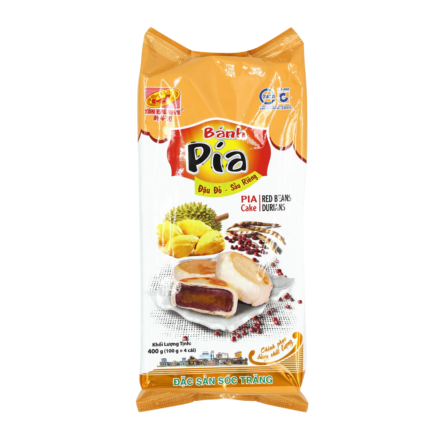 Läs mer om Tan Hue Vien Pia Cake - Durian & Red Bean 400g