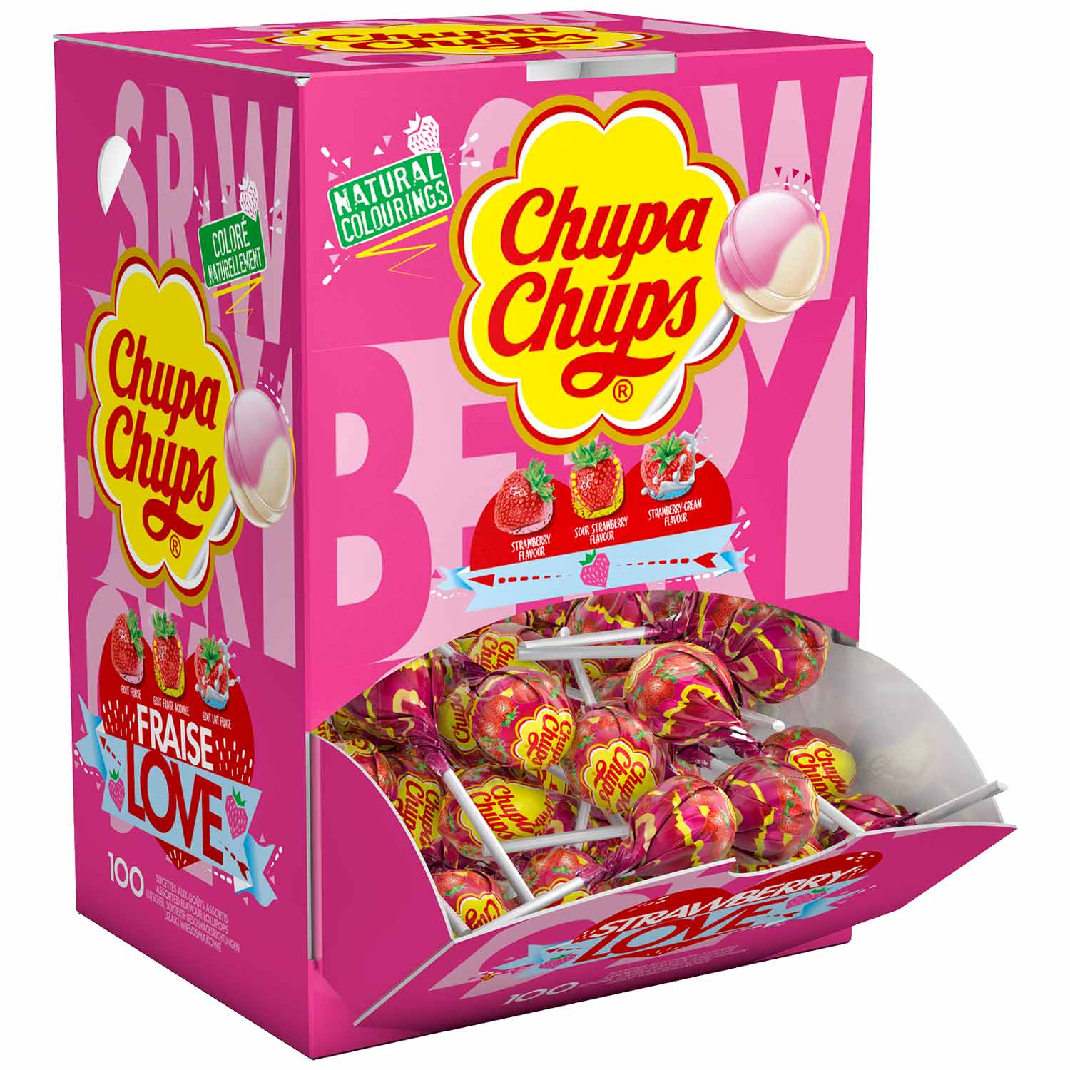 Läs mer om Chupa Chups Strawberry Love 150st