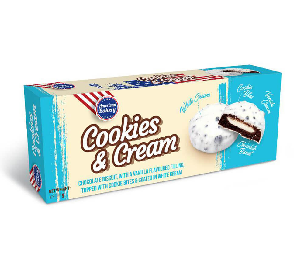Läs mer om American Bakery Cookies & Cream 96g