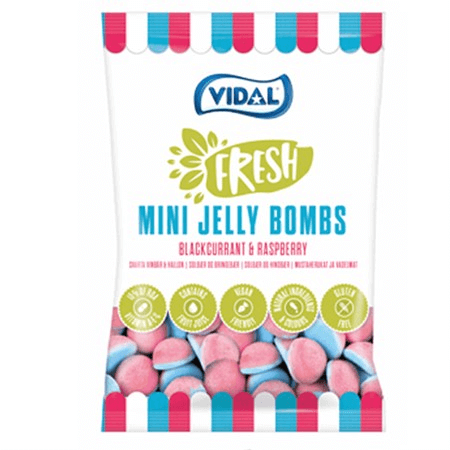 Vidal Mini Jelly Bombs Blackcurrant & Raspberry 80g