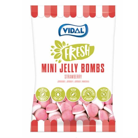 Läs mer om Vidal Mini Jelly Bombs Strawberry 80g