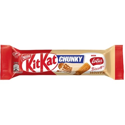 Läs mer om KitKat Chunky White With Lotus Biscoff 40g