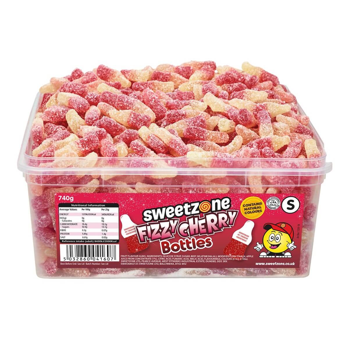 Läs mer om Sweetzone Tubs Fizzy Cherry Bottles 740g