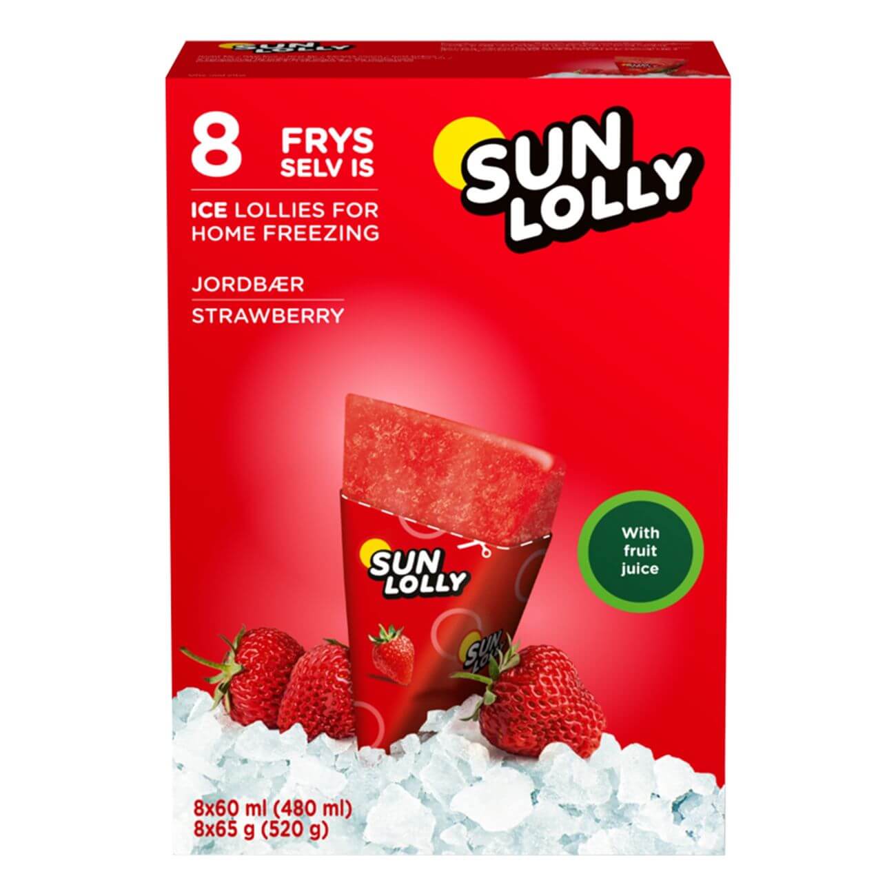 Sun Lolly Ice Lollies - Strawberry 520g