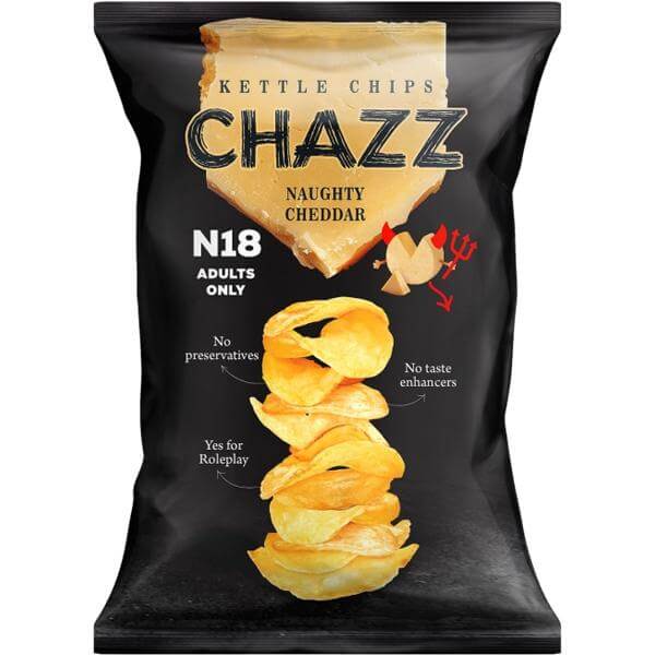 Läs mer om Chazz Naughty Cheddar Potato Chips 90g