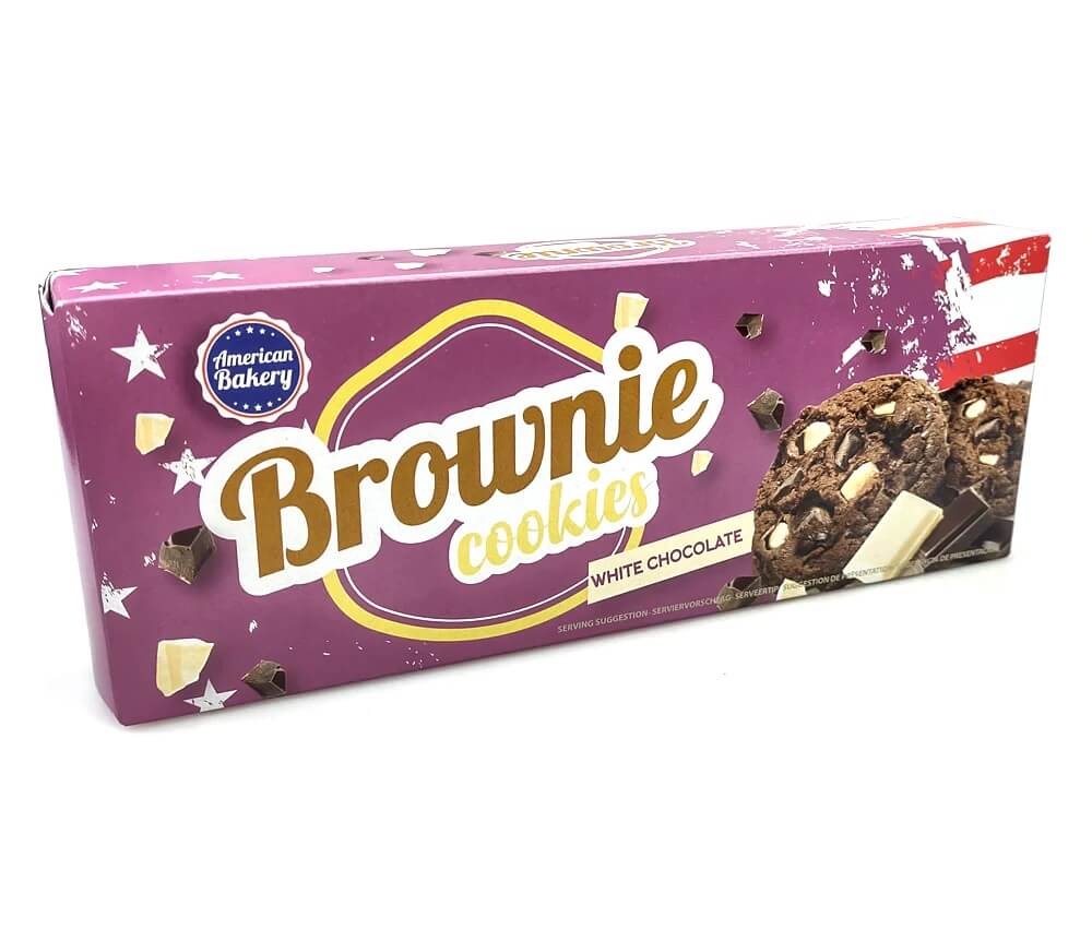 Läs mer om American Bakery Brownie Cookies White Chocolate 106g