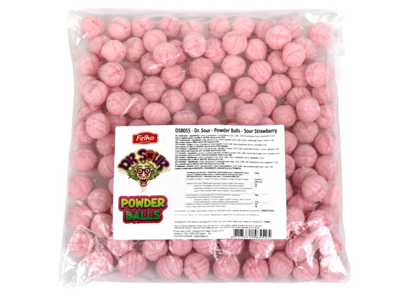 Läs mer om Dr Sour Powder Balls - Sour Strawberry 1kg