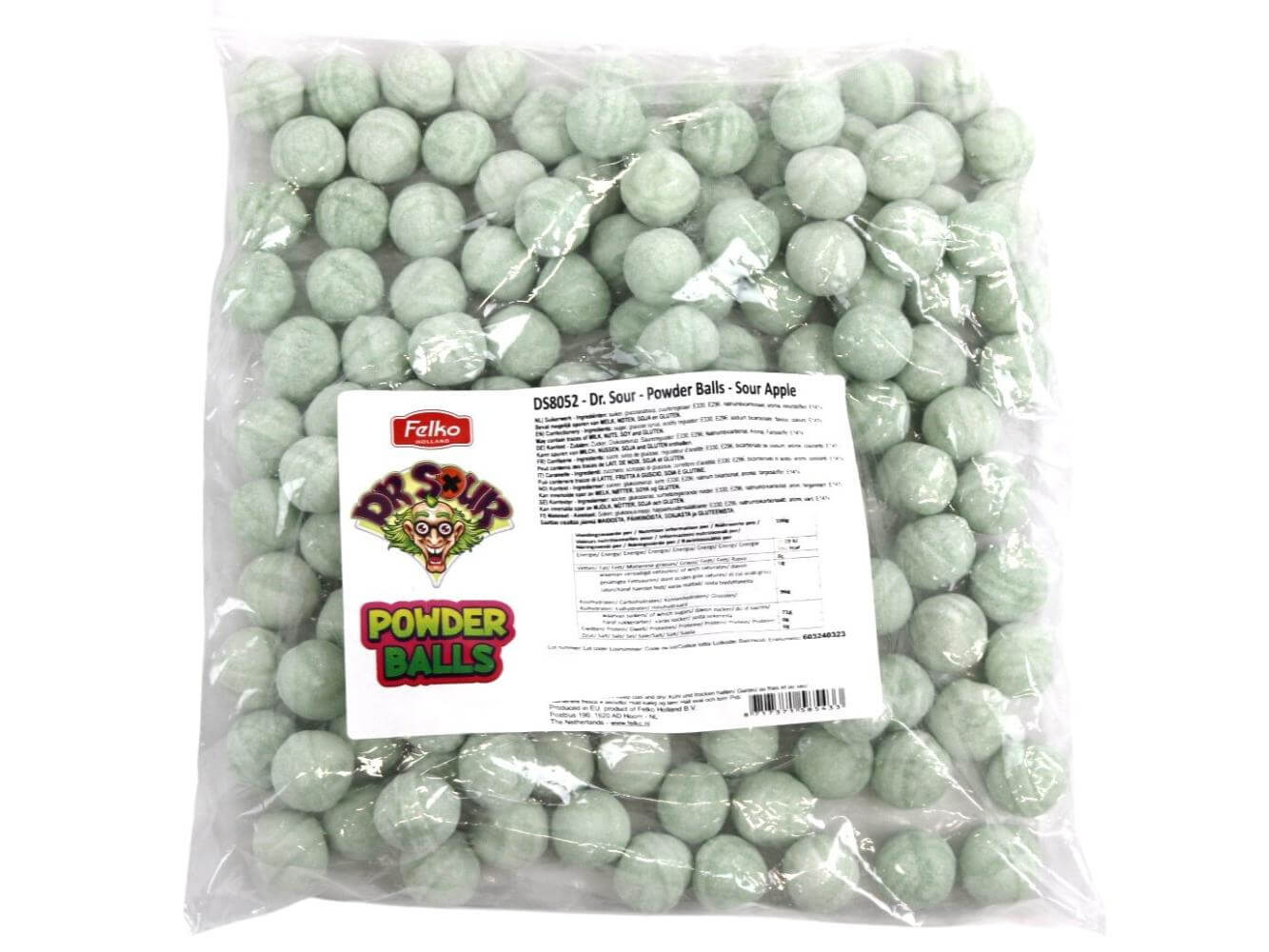 Läs mer om Dr Sour Powder Balls - Sour Apple 1kg