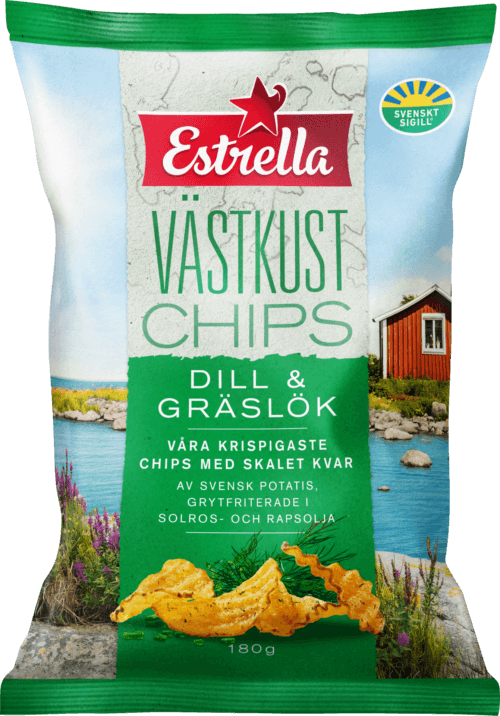 Läs mer om Estrella Västkustchips Dill & Gräslök 180g