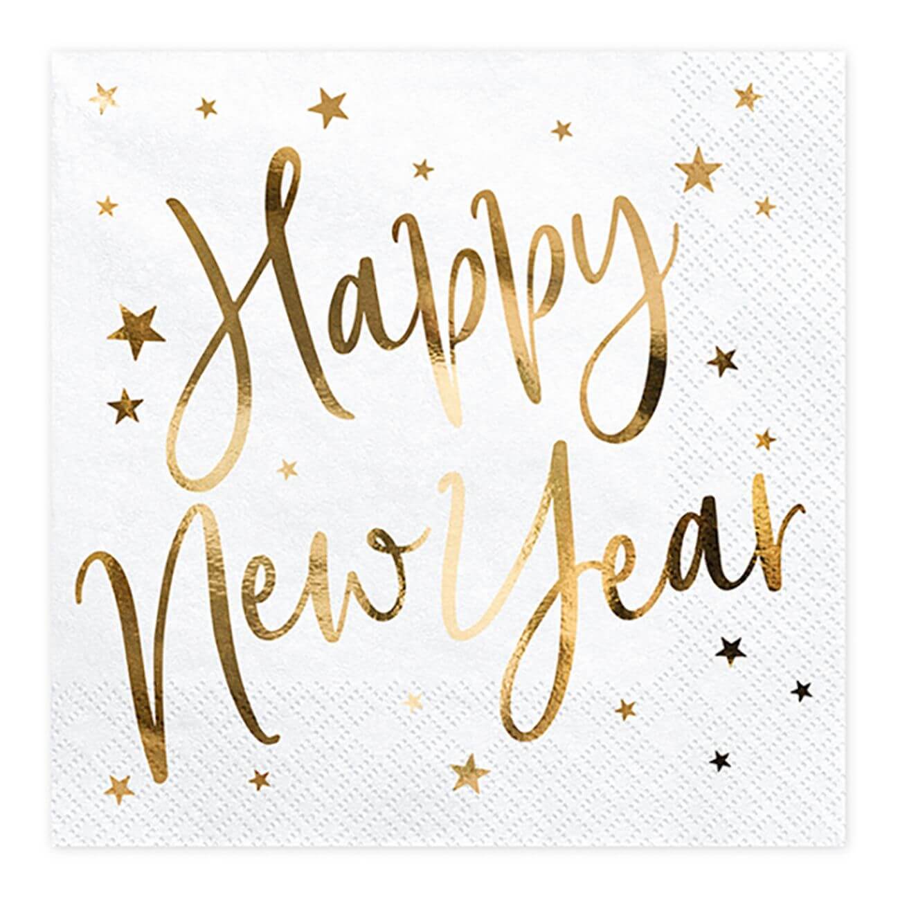 Produktfoto för Servetter Happy New Year Guld Metallic/Vit 20-pack