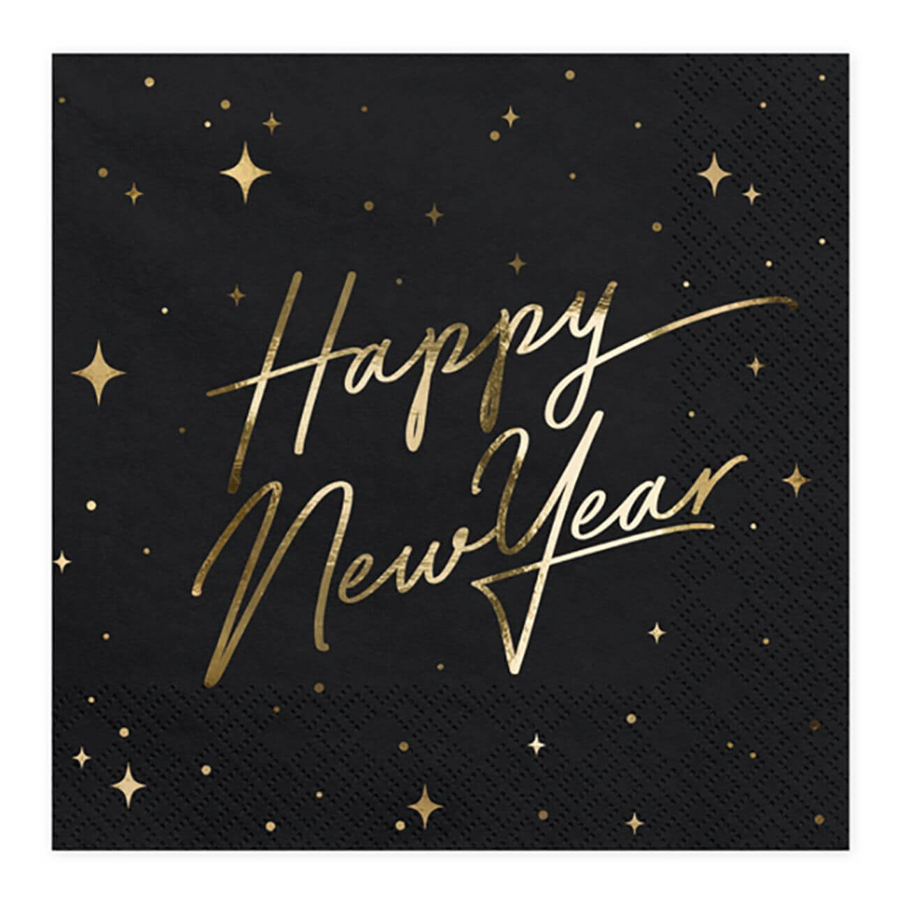 Produktfoto för Servetter Happy New Year Guld Metallic/Svart 20-pack