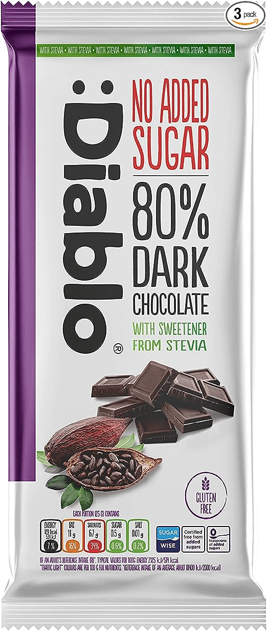Läs mer om Diablo Stevia Dark Chocolate 80% 75g