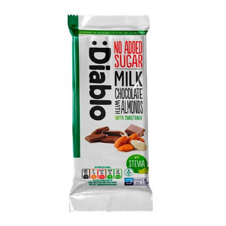 Läs mer om Diablo Stevia Milk Chocolate Almond 75g