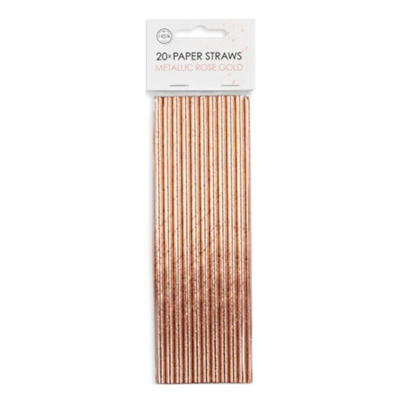 Produktfoto för Papperssugrör Roséguld Metallic 20-pack