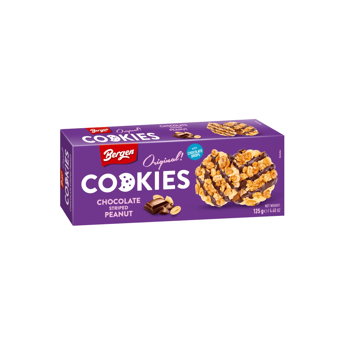 Läs mer om Bergen Chocolate Striped Peanut Cookies 125g