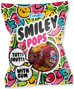 Fundiez Smiley Pops Gum Lollipops 200g