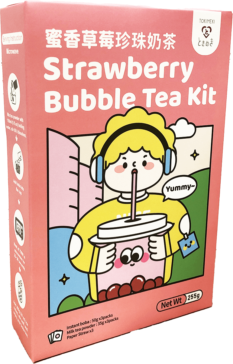 Läs mer om Tokimeki Bubble Tea Kit 3-pack - Strawberry 255g