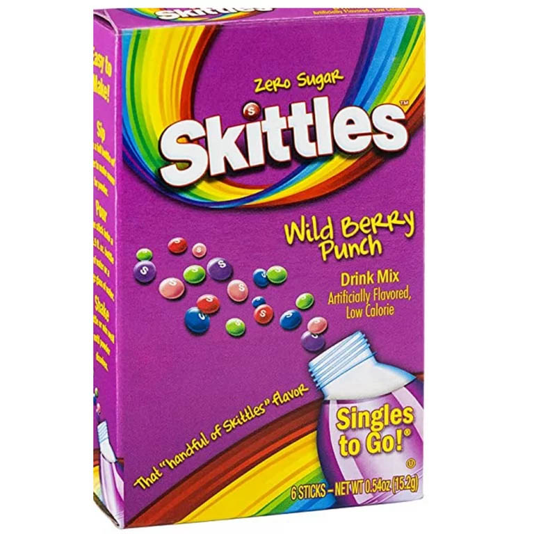 Läs mer om Skittles Singles to Go 6 pack - Wild Berry Punch 15g