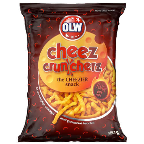 Läs mer om OLW Cheez Cruncherz Flamin Hot 160g