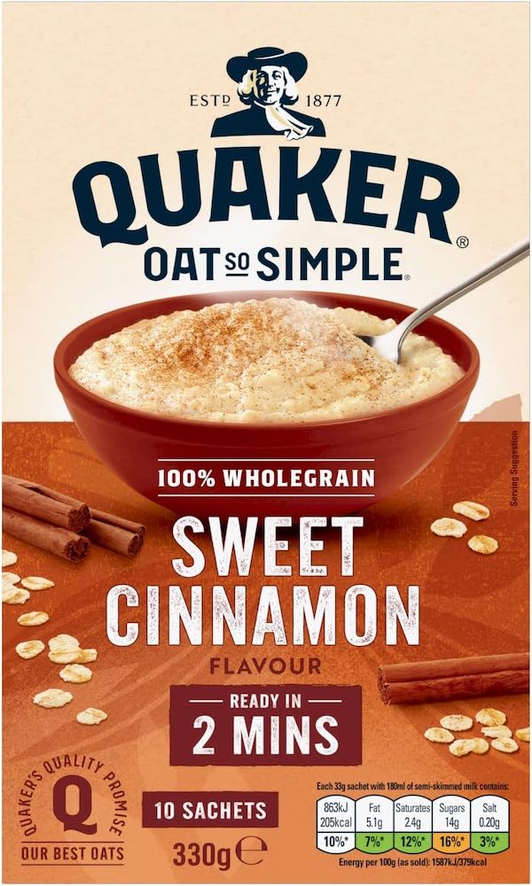 Läs mer om Quaker Oat So Simple Sweet Cinnamon Flavour 330g
