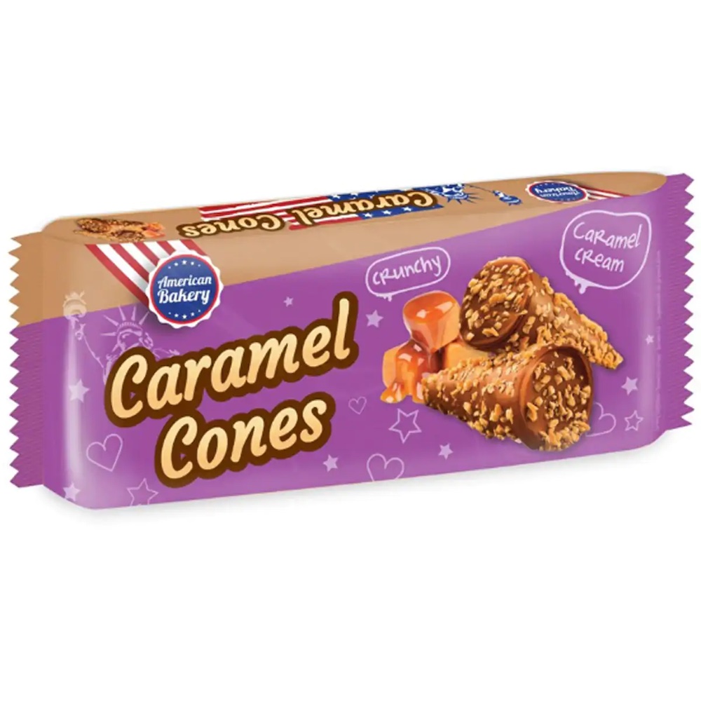 Läs mer om American Bakery Caramel Cones 112g