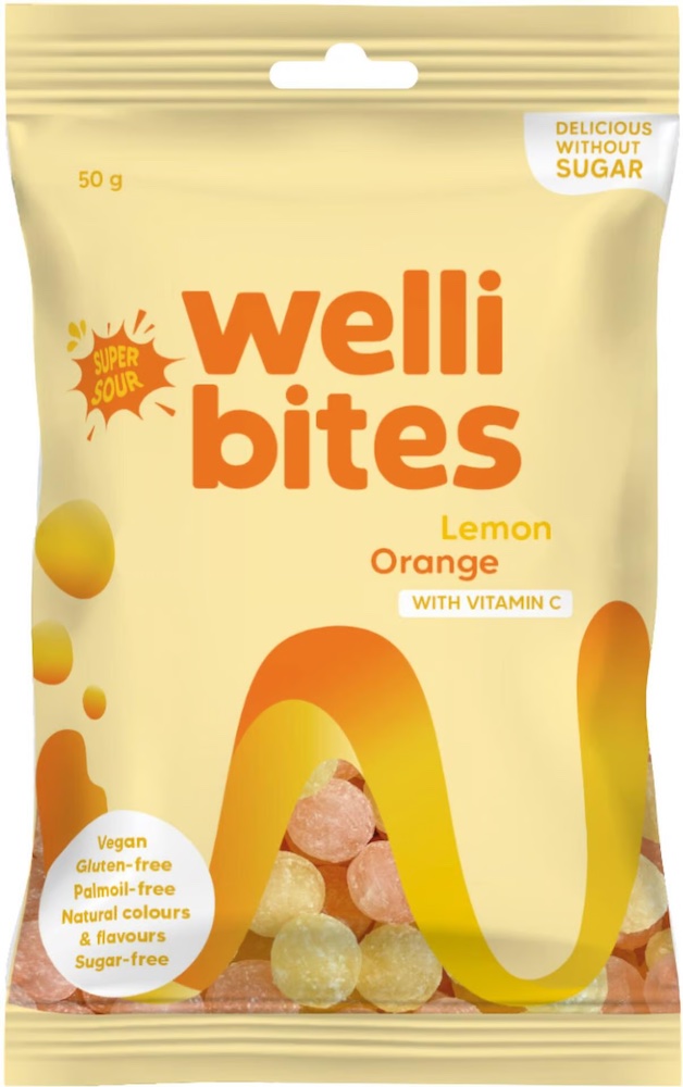 Läs mer om Wellibites Super Sour Lemon & Orange 50g