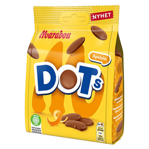 Läs mer om Marabou Dots Apelsin 120g