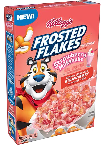 Läs mer om Kelloggs Frosted Flakes Strawberry Milkshake 374g