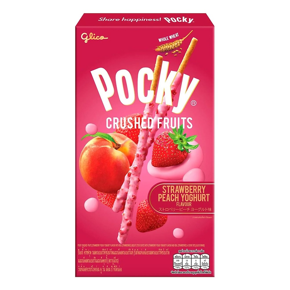 Läs mer om Pocky Crushed Strawberry Peach Yoghurt 38g