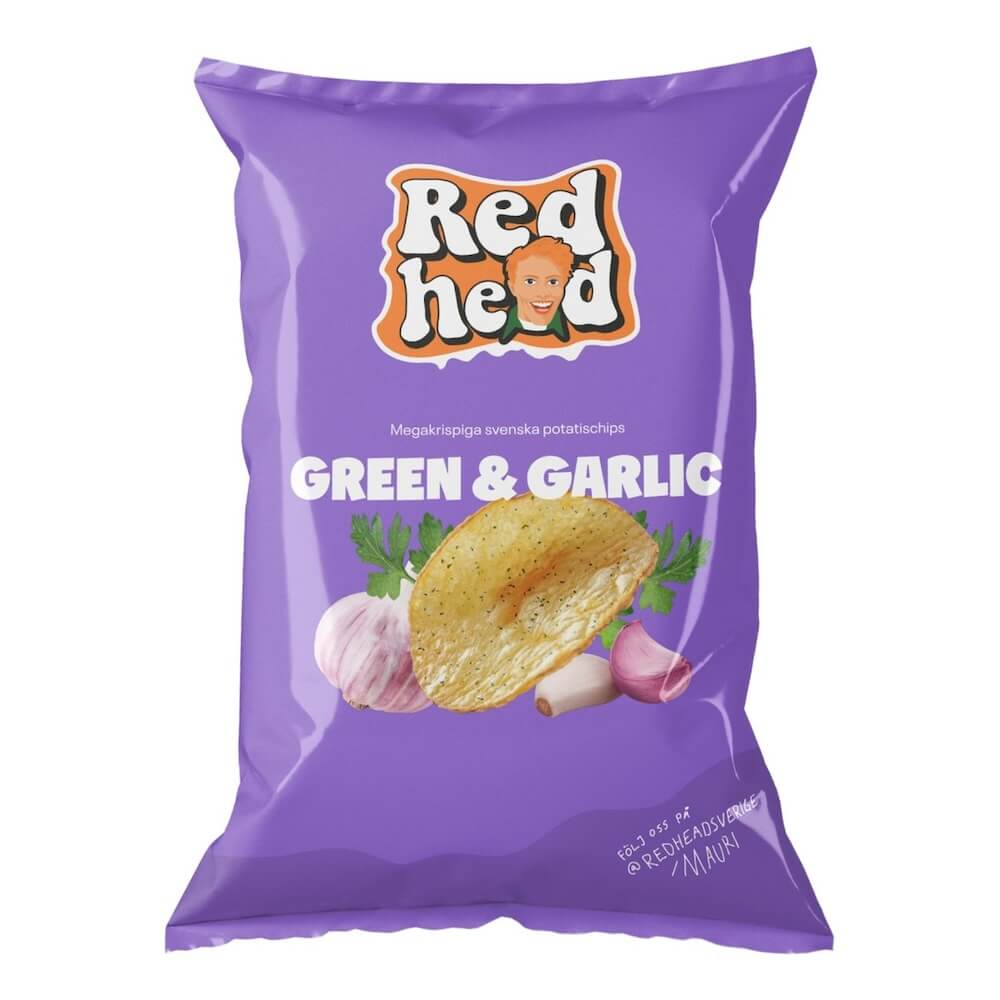 Läs mer om Redhead Green & Garlic Chips 150g