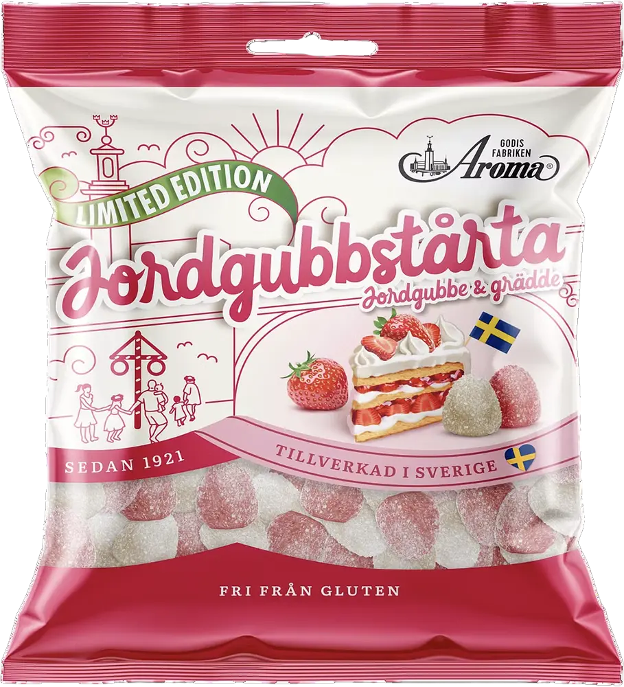 Aroma Jordgubbstårta 125g | Godis | Gottegrisen