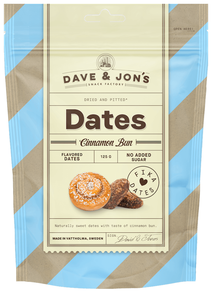 Dave & Jons Dadlar Cinnamon Bun 125g | Snacks - Nötter & Torkad frukt | Gottegrisen