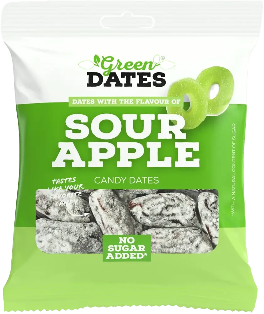 Green Dates Dadlar Sour Apple 90g(BF:2026-01-15) | Snacks - Nötter & Torkad frukt - Dadlar | Gottegrisen