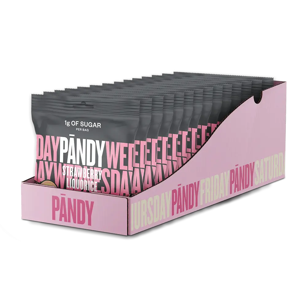 Pändy Candy Strawberry/Liquorice 50g x 14st | Godis | Gottegrisen
