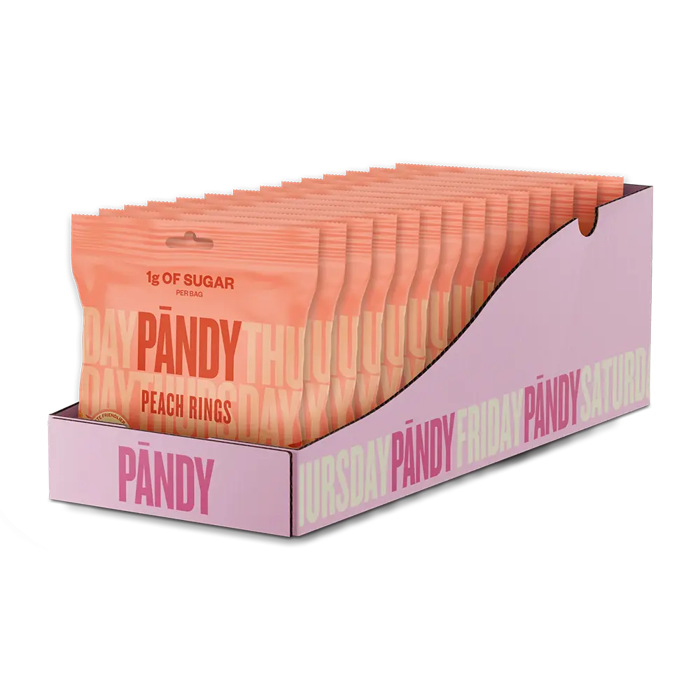 Pändy Candy Peach Rings 50g x 14st | Godis | Gottegrisen