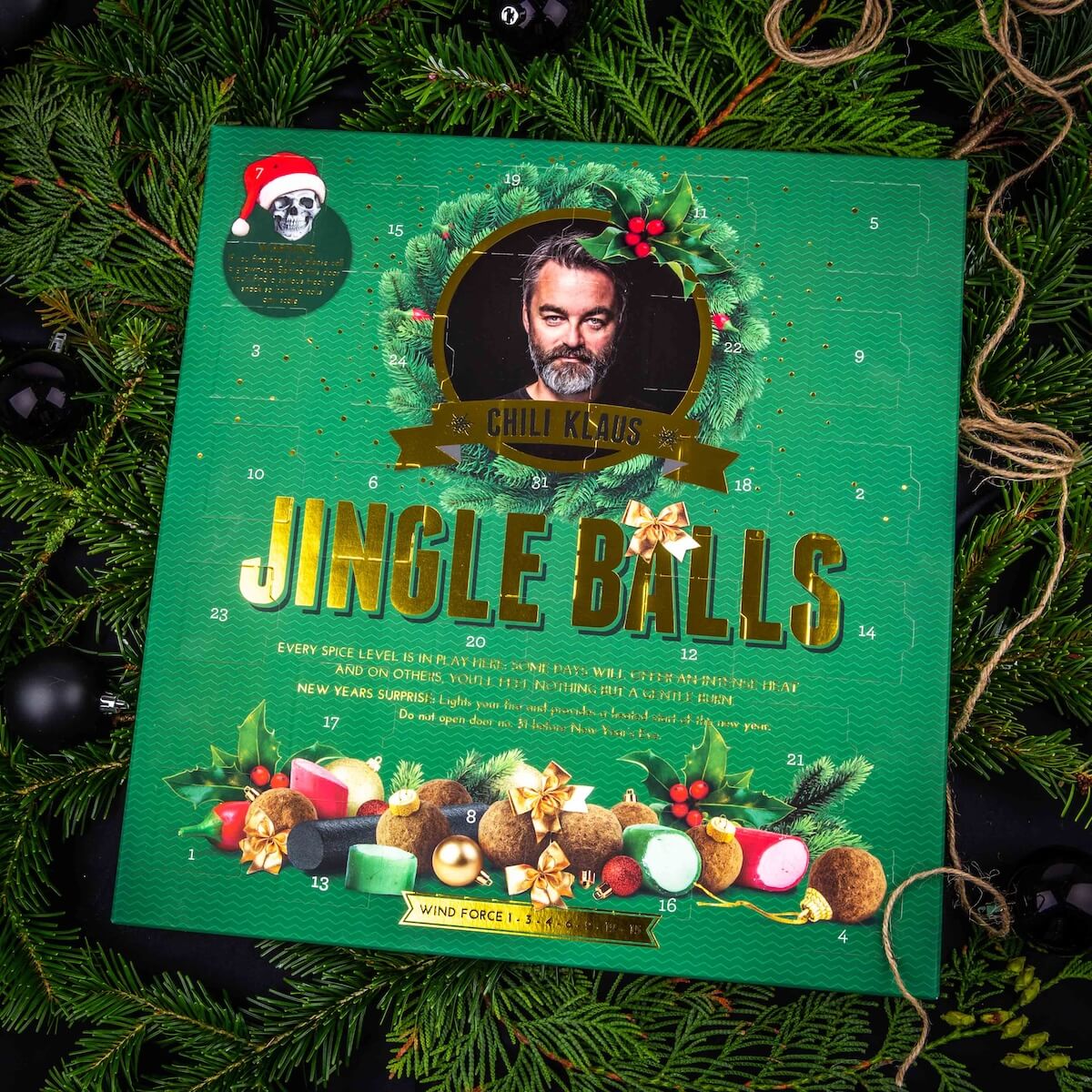 Chili Klaus Jingle Balls Adventskalender 2025(Lite trasig, inte splitter ny) | Högtider - Jul - Adventskalendrar | Gottegrisen