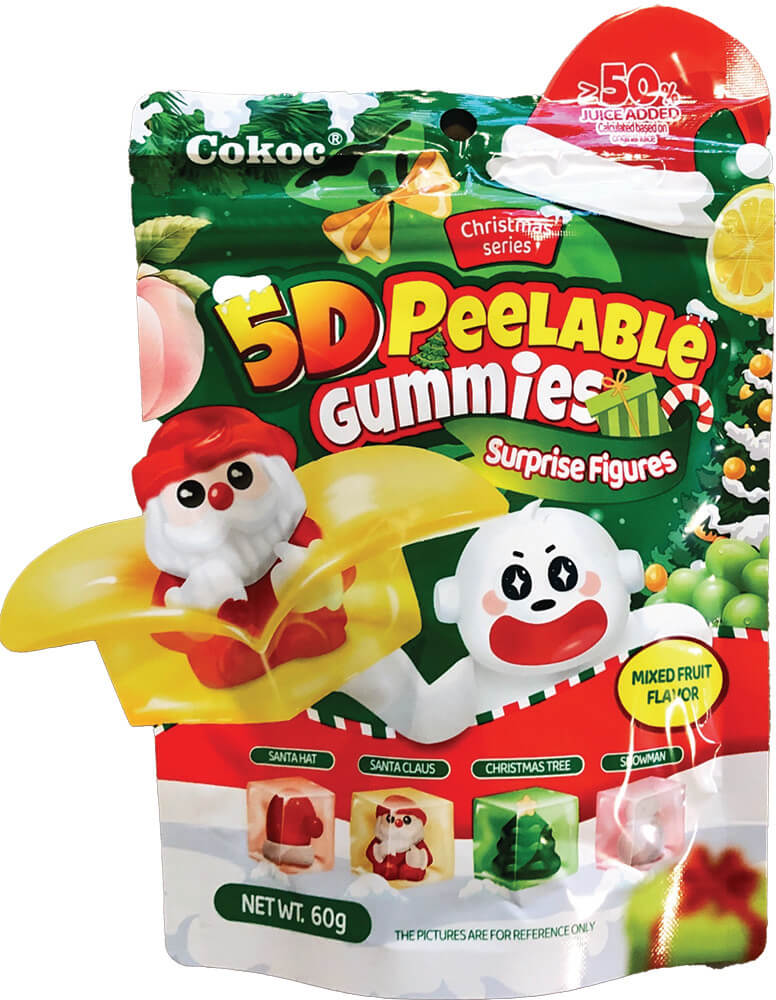Cokoc 5D Peelable Gummies Mixed Fruit Christmas 60g | Asiatiska Produkter | Gottegrisen