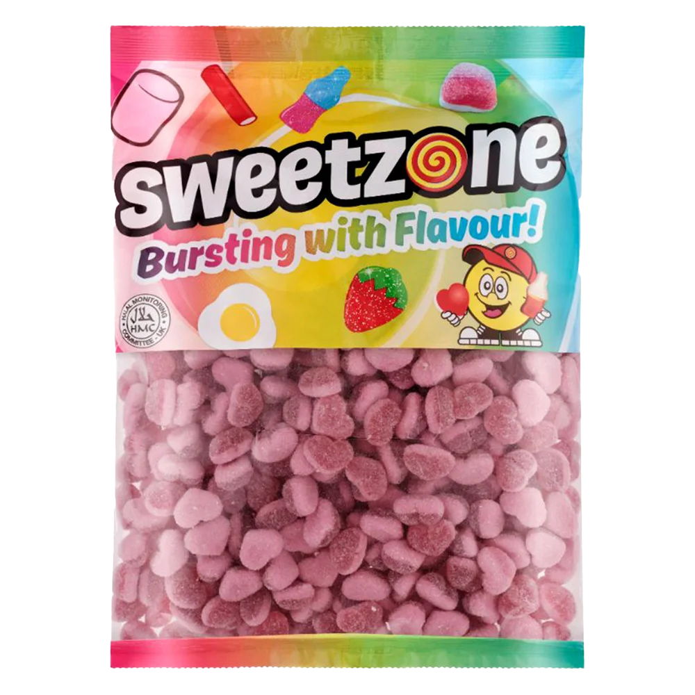Sweetzone Fizzy Strawberry Hearts 1kg | Godis | Gottegrisen