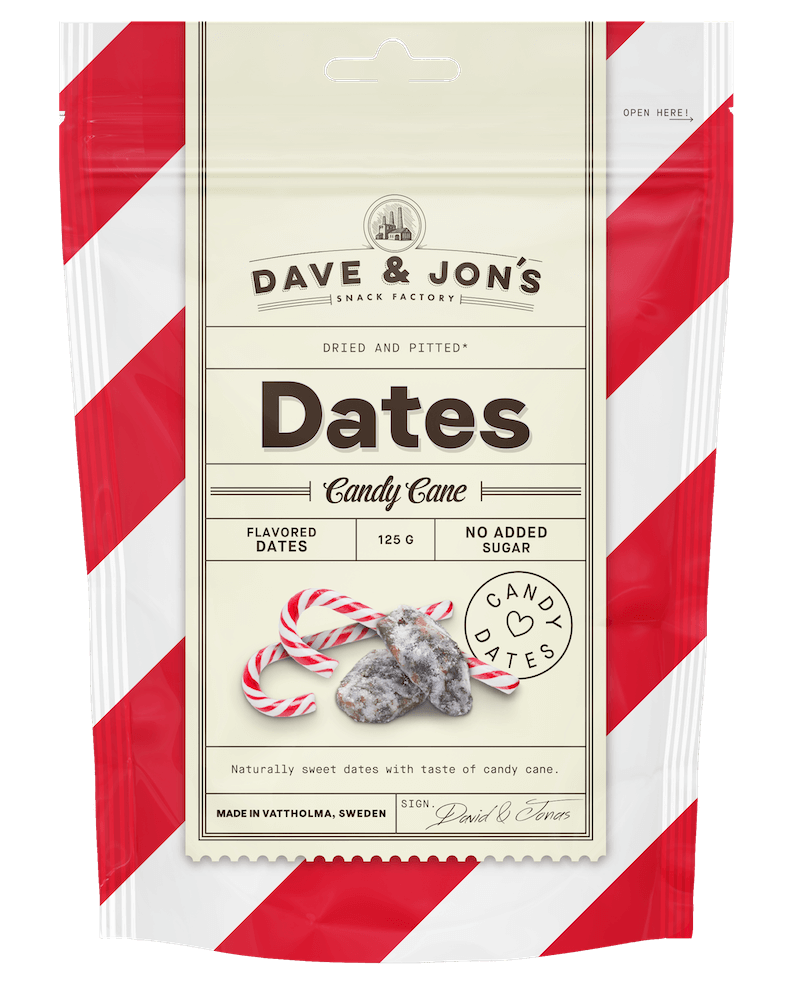 Dave & Jons Dadlar Candy Cane 125g | Snacks - Nötter & Torkad frukt | Gottegrisen