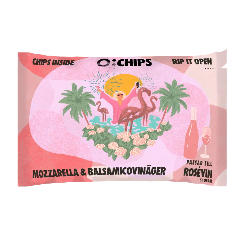 Ö-Chips Rose - Mozarella & Balsamicovinäger 100g | Snacks - Chips | Gottegrisen