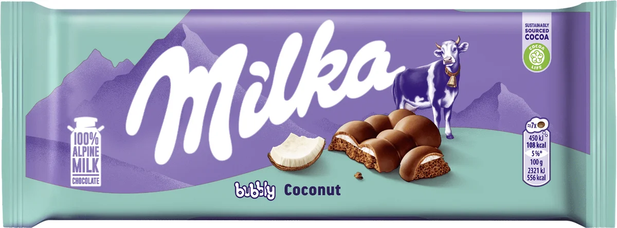 Milka Mjölkchokladkaka Bubbly Coconut 97g